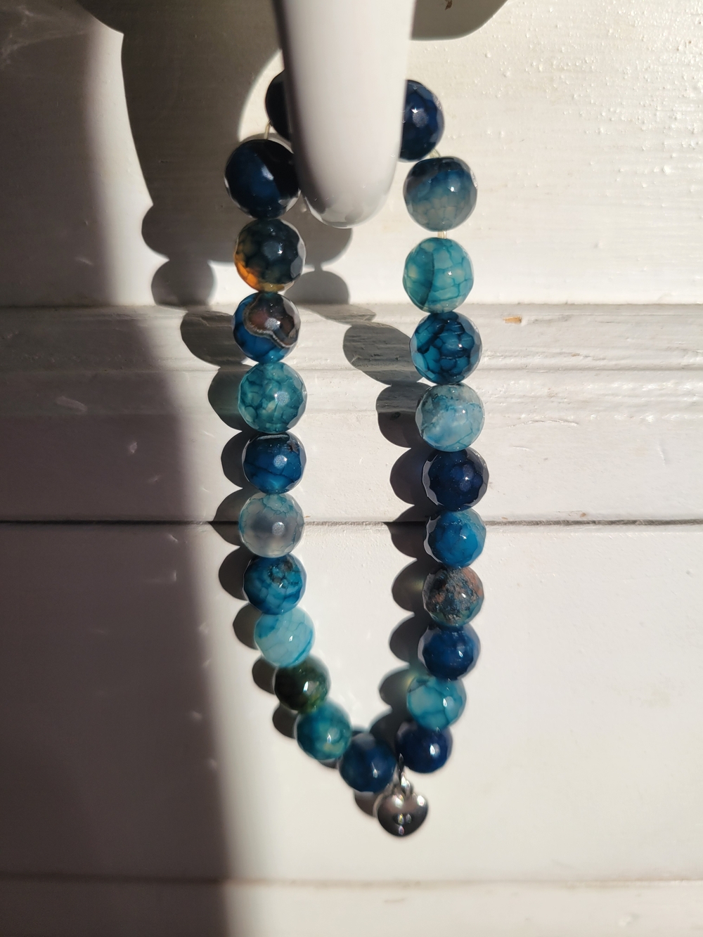 Blue Agate Beaded Bracelet - Women Jewelry